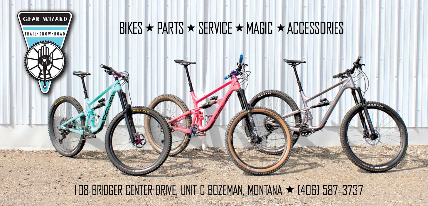Photo of three bicycles with logo and text for The Gear Wizard.